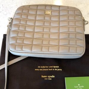 Kate Spade quilted leather crossbody bag taupe